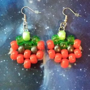Strawberry kandi bead earrings.